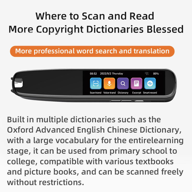 Pen Scanner, OCR Digital Highlighter Reading Pen with 2MP HD WiFi 134 Language, Smart Scan Language Voice Translator Device for Language Learner Students Business Dyslexia
