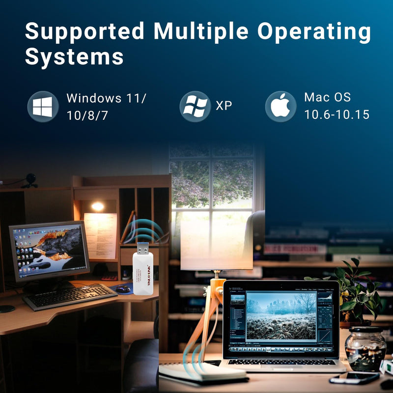 YINUO-LINK AC1300 USB WiFi Adapter for PC, Wireless Network Adapter for Desktop with Dual Band 2.4GHz/400Mbps 5GHz/867Mbps for Laptop Computer, Supports Win11/10/8.1/8/7/XP