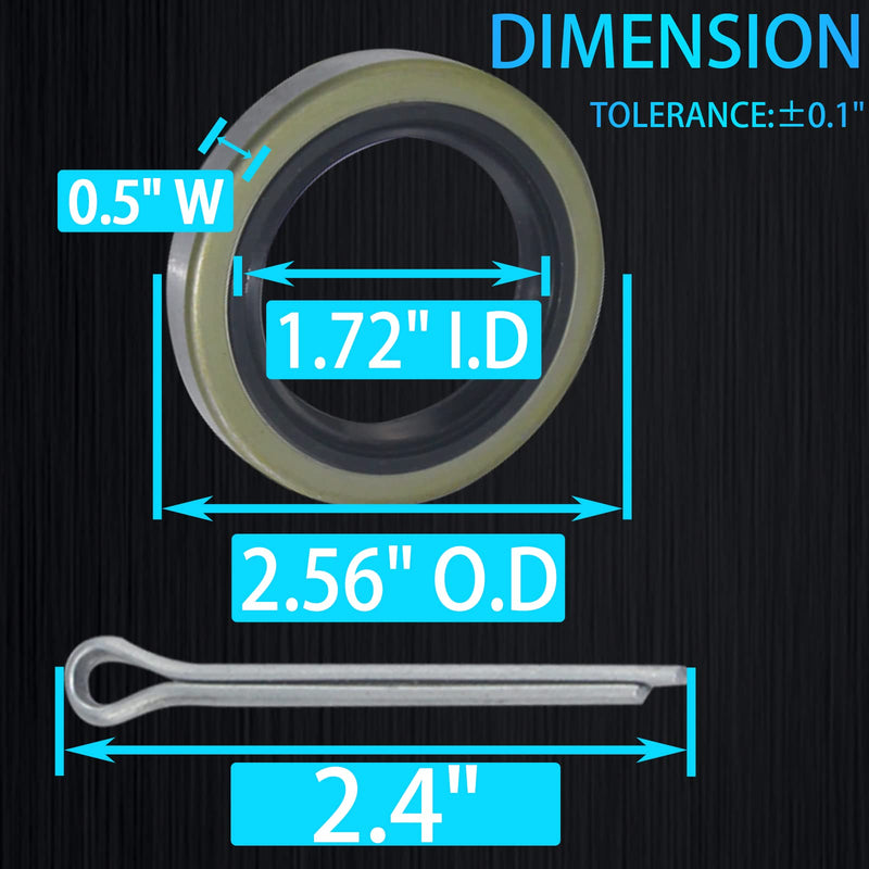 4pack ID 1.719" x OD 2.565" Trailer Axle Hub Wheel Grease Seal with Pin for 3500lb Spindles #84 RV Axle Dexter Replace 171255TB 10-19