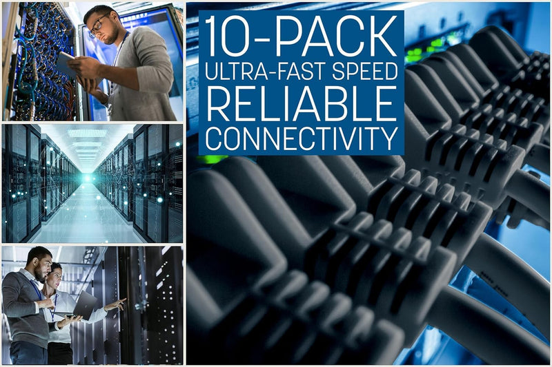 Intellinet Slim Cat6 Ethernet Network Patch Cable – 5 Pack - 10Gbps & 250MHz, Snagless Boot, 30AWG Pure Bare Copper Wire, Gold-Plated Contacts, Lifetime Mfg Warranty - 25ft, 5 Pack, Black 25 ft 5 Pack Regular Boot