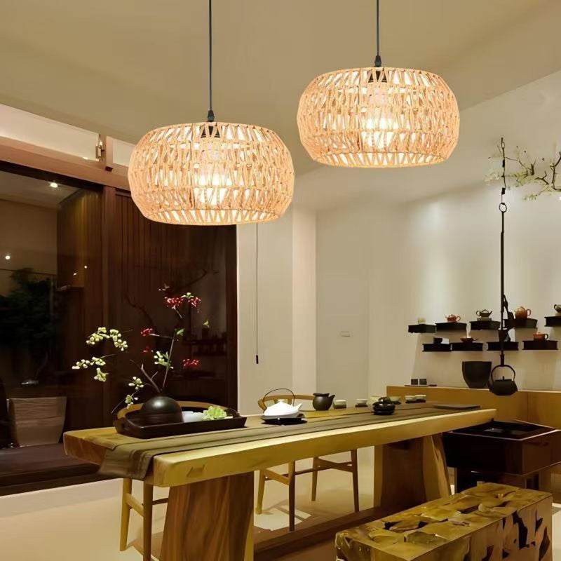 Hanging Light .Ceiling Lamp Pendant Lights Rattan Hanging Lamp with Plug in Cord for Living Room. Bedroom .Kitchen.Indoor Hanging Lamp Plug in Woven Lampshade (Brown-PX) Brown-PX
