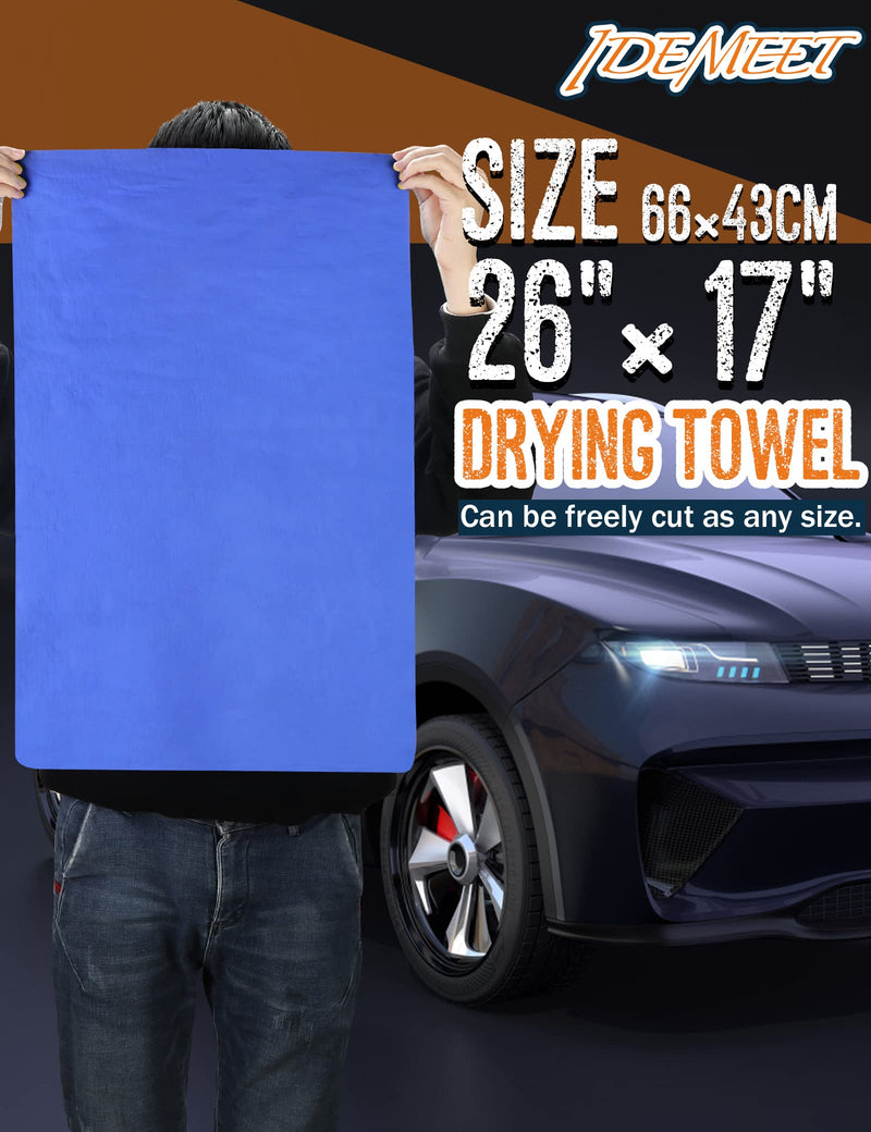 Premium Shammy Towel for Car, Super Absorbent 26"x17" Large Car Drying Towel, Reusable Soft Car Wash Cloth, Chamois Cloth for Car, Dust Remove, No Scratch/Spot/Streak, Blue