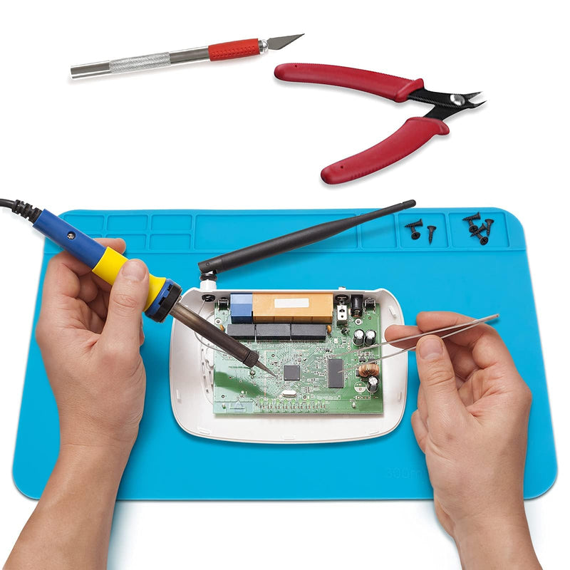 Silicone Soldering Mat 500℃ Heat Resistant, 30x20cm Magnetic & Antistatic Work Mat - Ideal for Electronics, Smartphone, Watches & Soldering Gun Repairs，Repair Mat GJDGRE