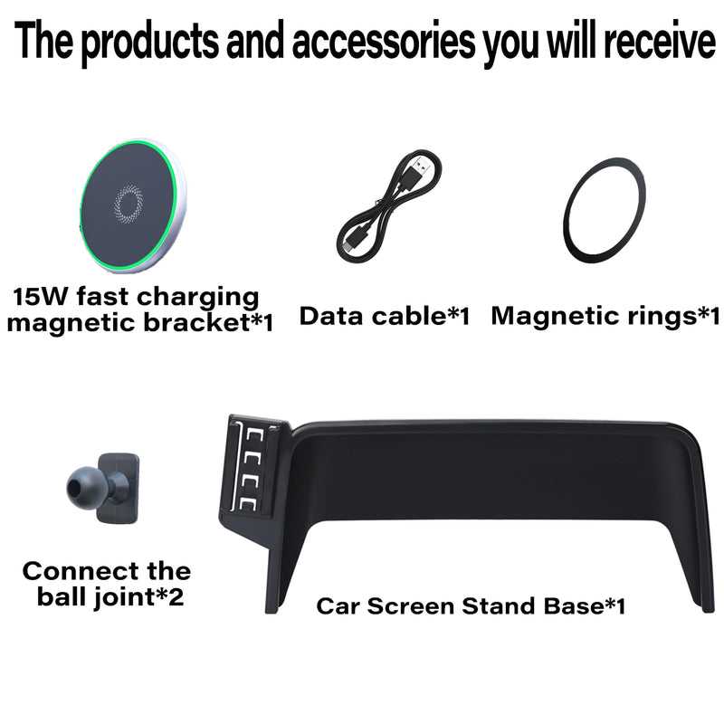 Car Phone Holder for 2020-2025 Ford Escape Accessories Apply to 8 Inch Touch Screen 15W Fast Wireless Charger Screen Fixed Clip Cell Phone Mount Hands-Free 360 Degree Rotation ﻿