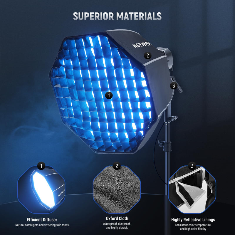 NEEWER Octagonal Softbox 50 cm mit NEEWER Mount(Not Bowens Mount),Octabox Softbox Folding & Quick Installation mit Honeycomb Light Diffuser für MS60 MS60B MS60C MS150B LED Video Studio Light, NS4P 50cm