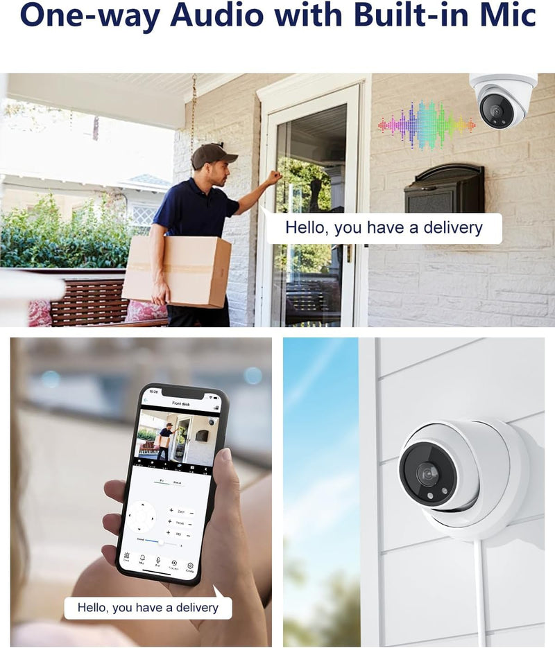 Anpviz 155° Wide Angle POE Camera with Mic/Audio, 4K (3840x2160) 8MP POE IP Camera Outdoor Indoor, 100ft Night Vision, IP66 Weatherproof Security Dome Camera, 2.1mm Lens(U Series)