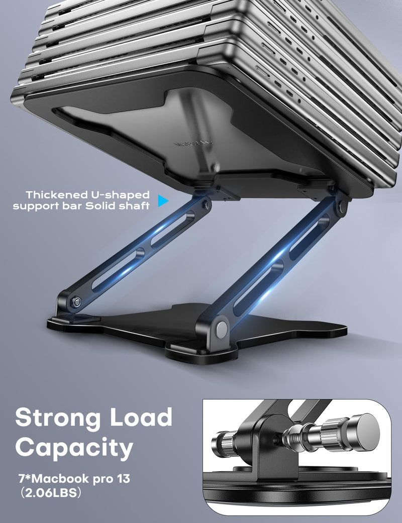 Adjustable Laptop Stand for Desk, Metal Foldable Laptop Riser, Ventilated Cooling Bracket, Ergonominc Computer Notebook Stand for Desk Compatible with 10-15.6“ Laptops Classic Black