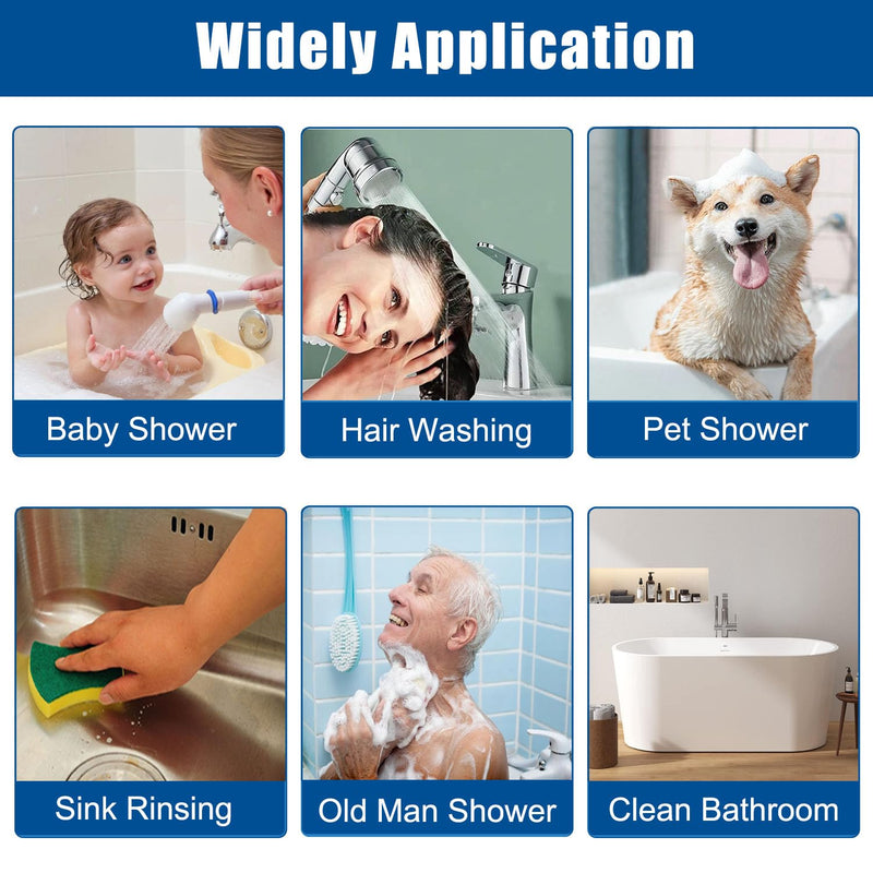 Sink Sprayer Attachment for Faucet, Kitchen Bathroom On/Off Handheld Shower Head with Flexible Hose, Faucet Aerator & Diverter Valve, Connect Different Sink Faucets, for Hair Washing Pet Shower Silver
