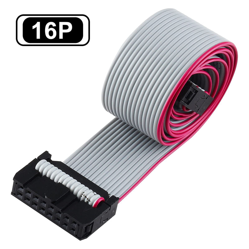 6 PCS 16 Pin Ribbon Cable 2.54 mm Pitch F/F IDC Connector Flat Ribbon Cable, F/F IDC Flat Ribbon Cable Connector Dual Row Data Cable (16 Pin, 30cm Length) 16P - 30cm