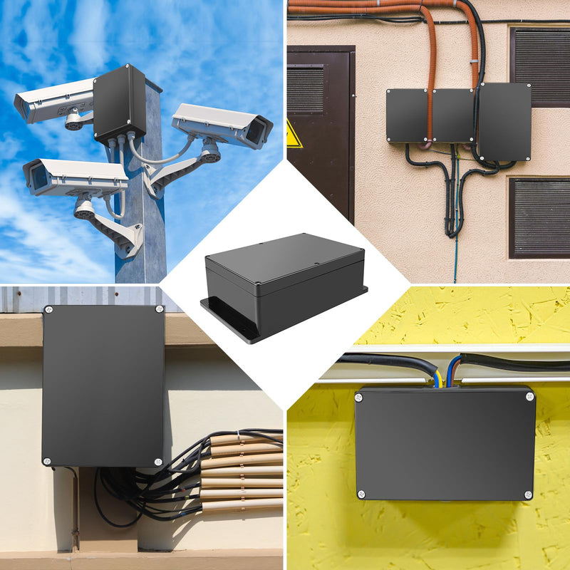 Therlan junction box black waterproof IP65, 7 size selection, junction box junction box housing electronics plastic large junction box surface-mounted distribution box black outdoor waterproof 263 x 182 x 95 mm 26.3 x 18.2 x 9.5 cm