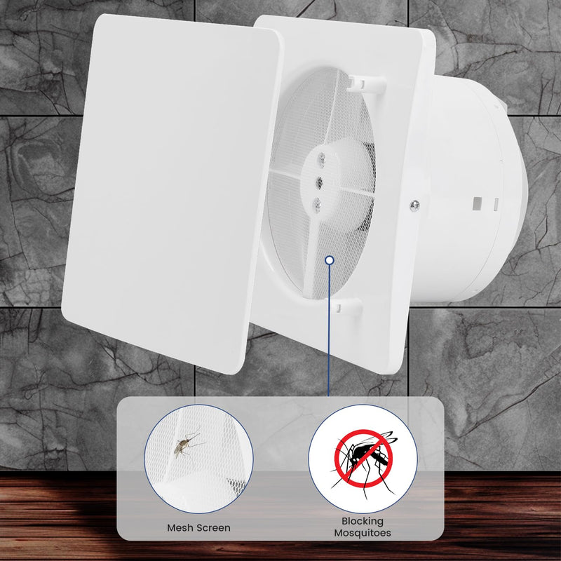 Fanspex 6" Bathroom Exhaust Fan With Front Panel, Bathroom Vent Fan for Window or Wall Mount, 1.0 Sones Quiet with 17W Low Consumption 6 Inch