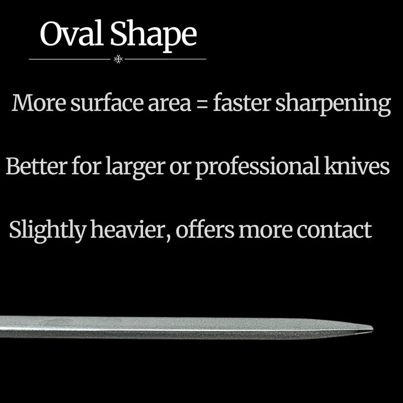 Cutlery Mania 12-Inch Diamond Solid Steel Sharpening Rod | For Professional, Kitchen, Home and Hunting Use (Oval) Oval