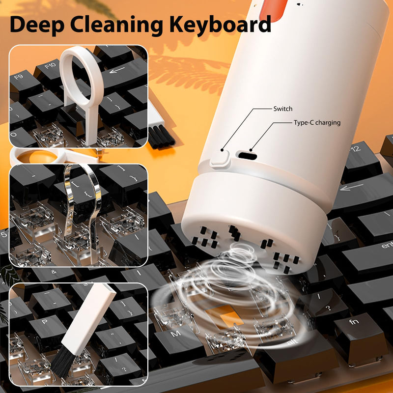 Keyboard Cleaning Kit Laptop Cleaner, 21-in-1 Computer Screen Cleaning Kit, Desktop Vacuum Cleaner, Cleaning Brush Tool for MacBook iPad, iPhone Pro, Earbuds, TV Camera Monitor Upgrade White