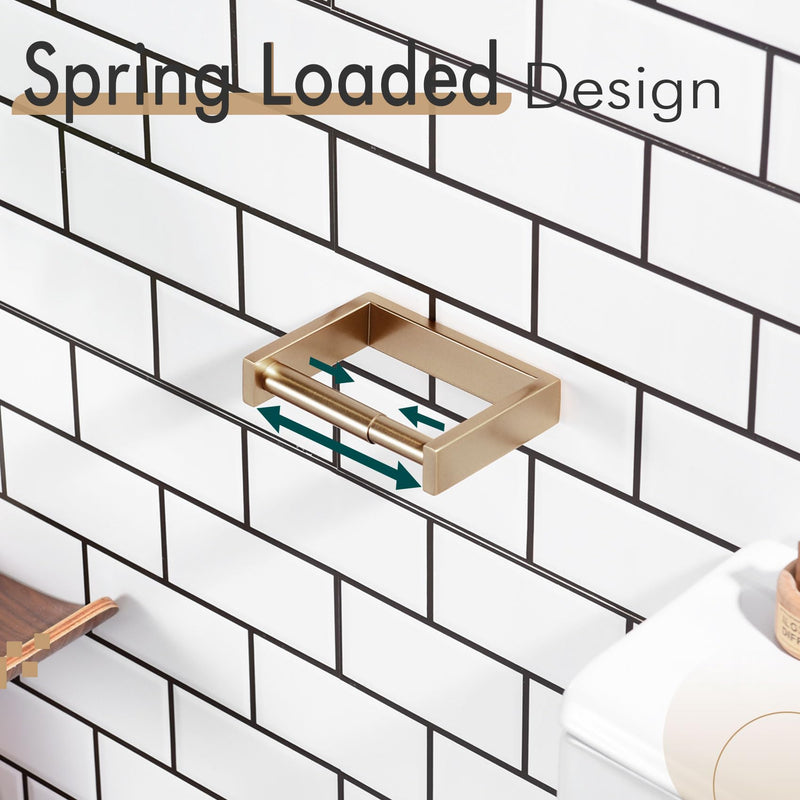 KOKOSIRI Toilet Paper Holder Spring Loaded Bathroom Toilet Roll Holder Wall Mount Champagne Bronze Stainless Steel B2011CPG Without Shelf