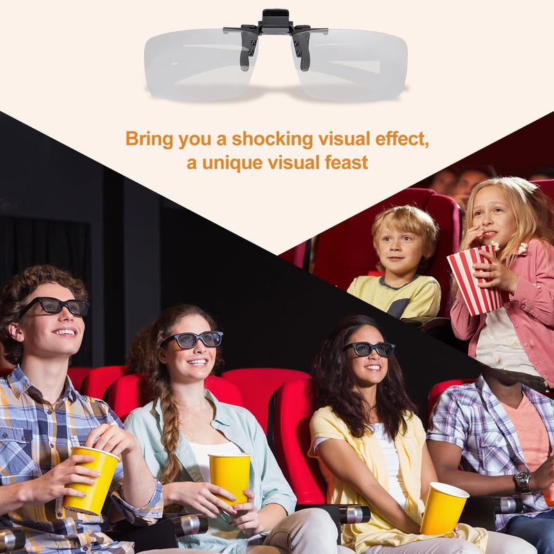 MECCANIXITY Polarized Clip-on 3D Glasses, Passive Circular 3D Viewing Glasses Frame for Anaglyph Movies Theater Games TV Photo Projector 1