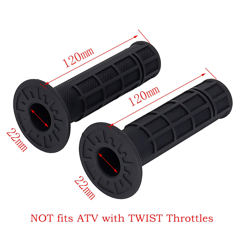 ATV Hand Grips 7/8" Soft Rubber Grip Compatible with ATV Arctic Cat Suzuki Yamaha Kawasaki Honda 400ex -Black