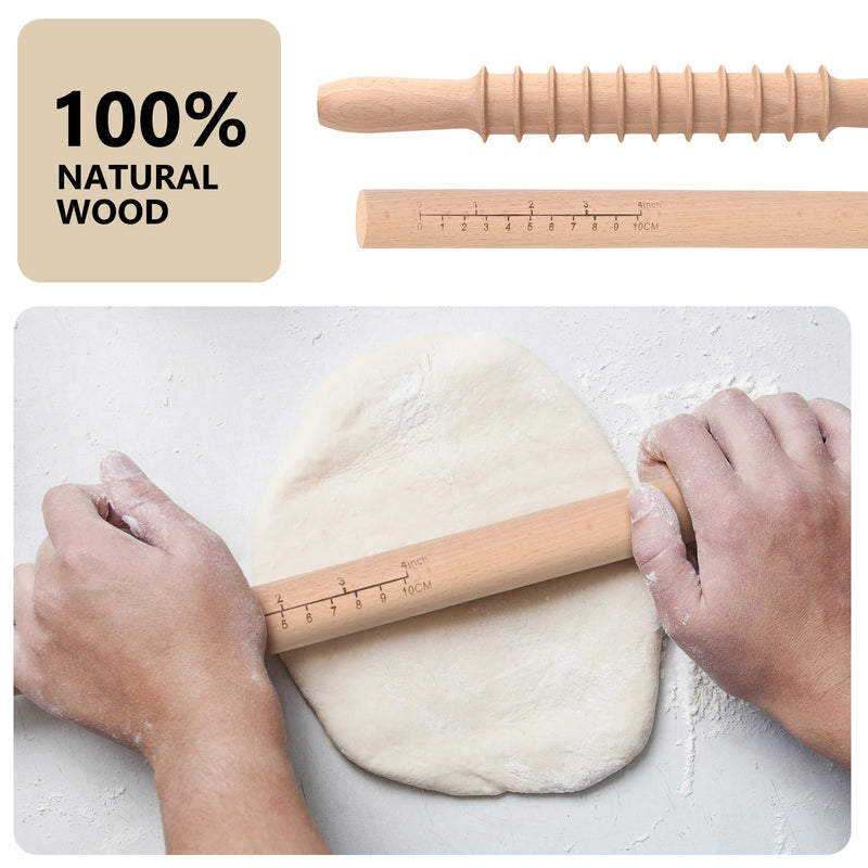 Pasta Making Tool Set Include 3pcs Ravioli Stamp Maker Cutter with Roller Wheel Set, 4 in 1 Gnocchi Board, Wooden Pasta Cutter and Pasta Rolling Pins Homemade Pasta Maker Kitchen Gift Idea