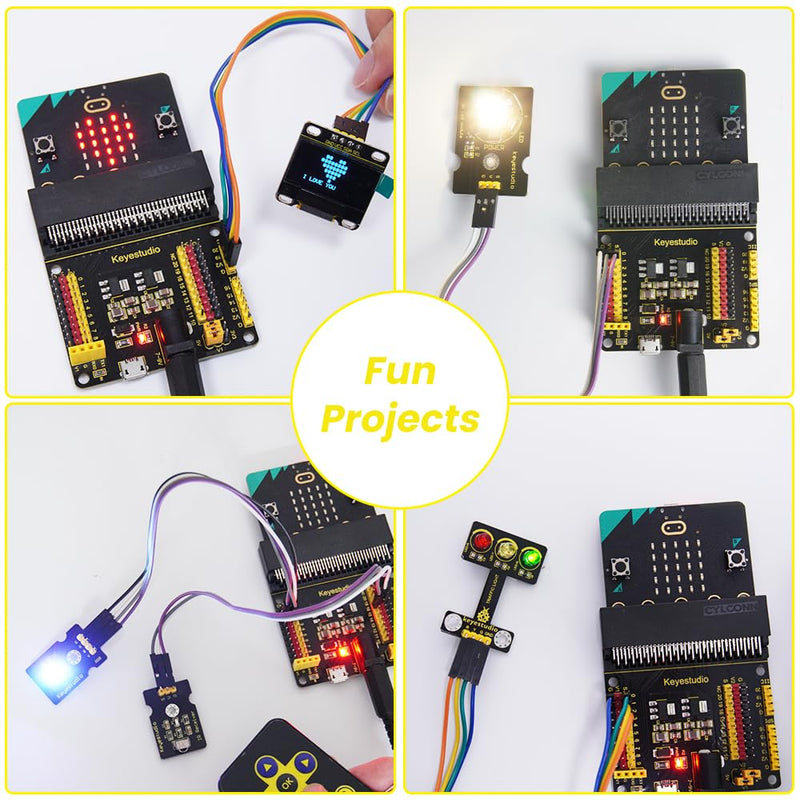 KEYESTUDIO 45 Sensors Starter Kit for BBC Microbit V2.2 V2 V1.5 (Without Micro:bit), Sensor Breakout Board, i2c LCD, Buzzer, 5v Relay with Tutorials 57 Courses Coding for Teens Adults 15+