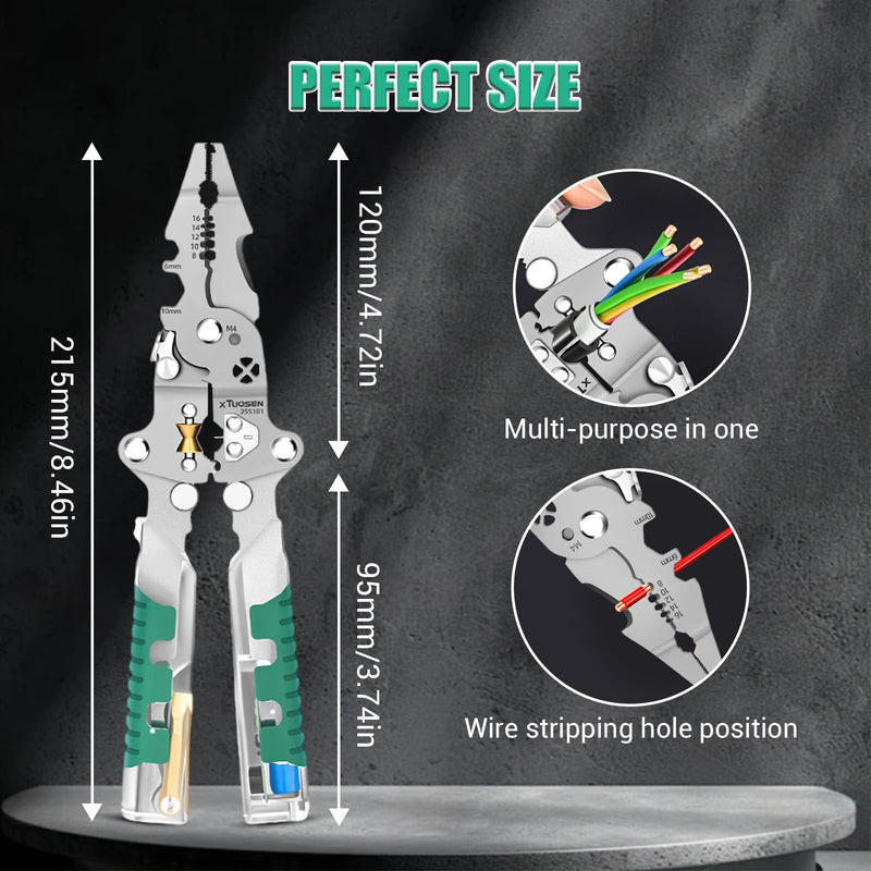 18-in-1 Wire Stripper & Multi-Tool Pliers, Foldable Electrician Tool with Screw Cutter, Wire Crimper, Stripper, and Tester – Compact All-in-One Hand for Home & Professional Use