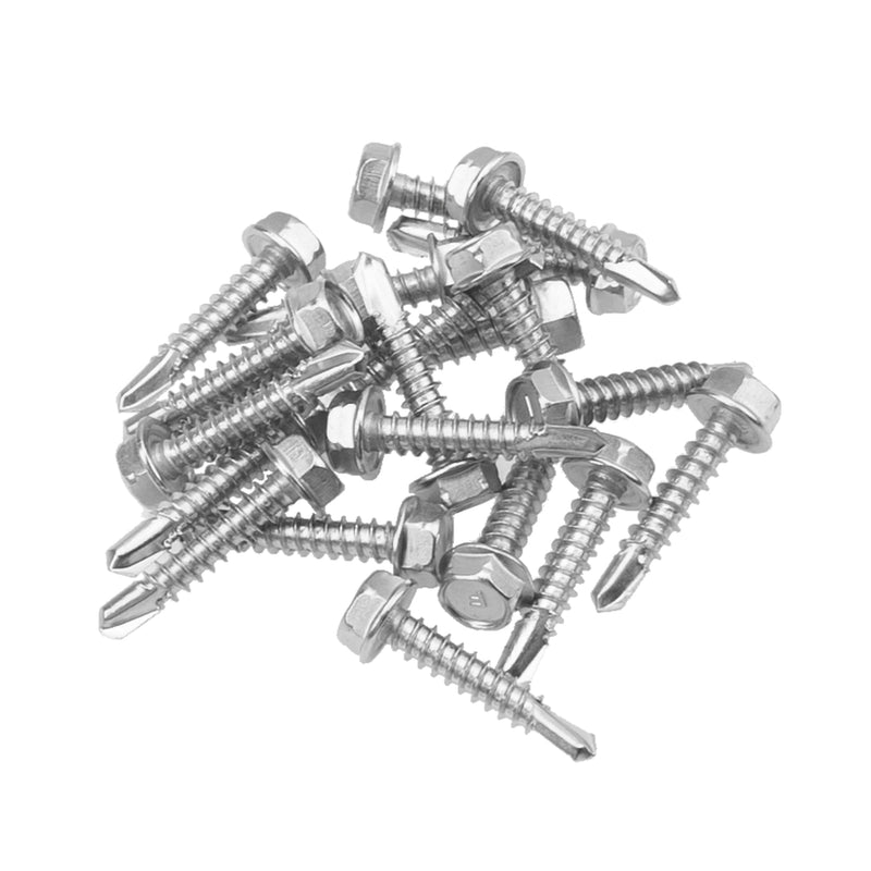 100Pcs #10x1'' Self Drilling Screws with Rubber Washer, 410 Stainless Steel Roofing Screws Hex Head Self Tapping Screws with EPDM Washer (Pack of 2) #10x1" (Pack of 2)