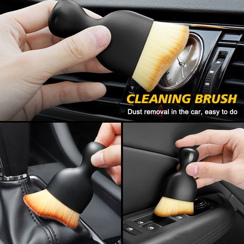 Ouzorp Car Interior Dust Brush, Car Detailing Brush, Soft Bristles Detailing Brush Dusting Tool for Automotive Dashboard, Air Conditioner Vents, Leather, Computer,Scratch Free yellow