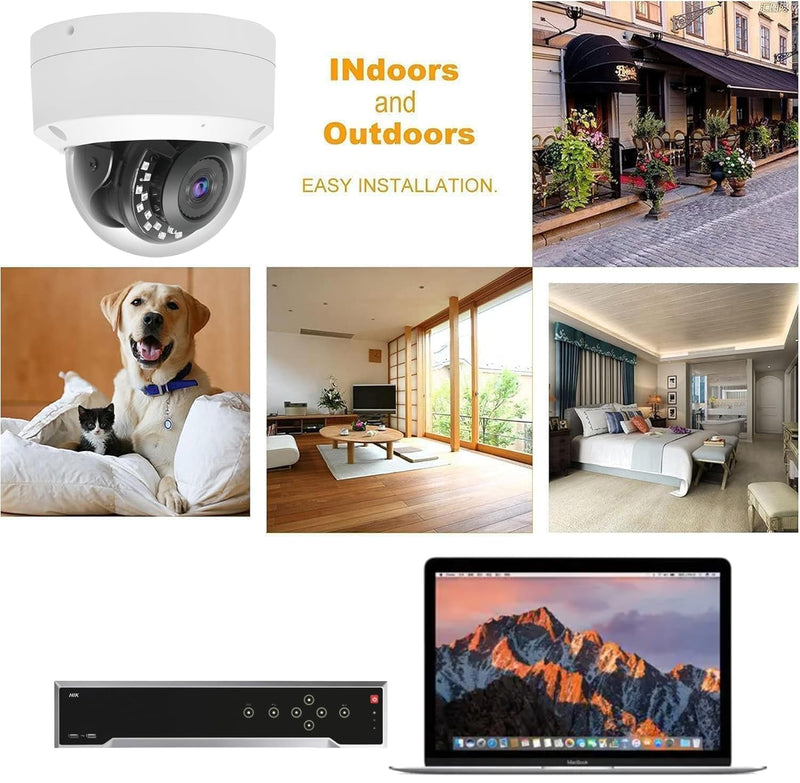 Real HD 5MP Vandal PoE IP Camera Outdoor, 2.8mm Wide Angle, H.265, 65ft IP67 Waterproof, Must Work with a NVR, Does not Work by Itself. 5MP Vandal Dome IP Camera