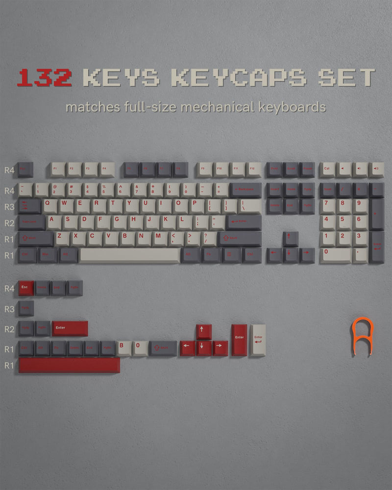 Womier Keycaps, Custom PBT Doubleshot Keycaps 60 65 75 100 Percent, Cherry Profile Retro Keycaps, 61/64/68/84/87/100/104/108 Gaming Mechanical Keyboard Keycaps, 132 Keys Keycaps Set (Gorpcore Style) Gorpcore Style