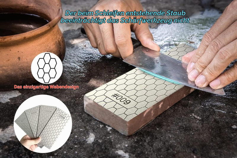 Set of 4 400/600/1000/1200 Diamond Sharpening Stones for Kitchen Appliances and Outdoor Use, Silver