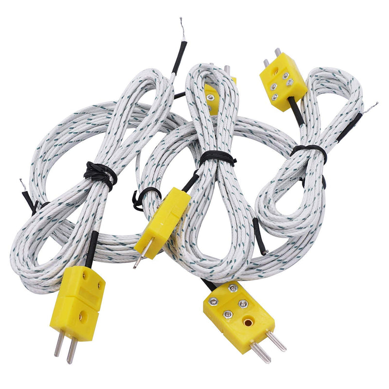 Taiss/5pcs K-Type Thermocouple Temperature Sensor, Measuring Range -50~350°C; Cable length: 3 meters