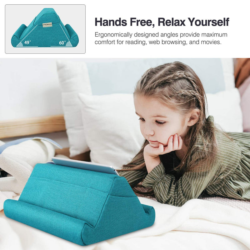 MoKo Tablet Pillow Holder, Pillow for iPad Multi-Angle Soft Tablet Stand Up to 12.9", Lap Pillow for eReaders, Books, Magazines, Fit iPad 10.2", iPad Air 3 2, iPad Pro 11"/ Pro 12.9" / 9.7" - Sea Blue