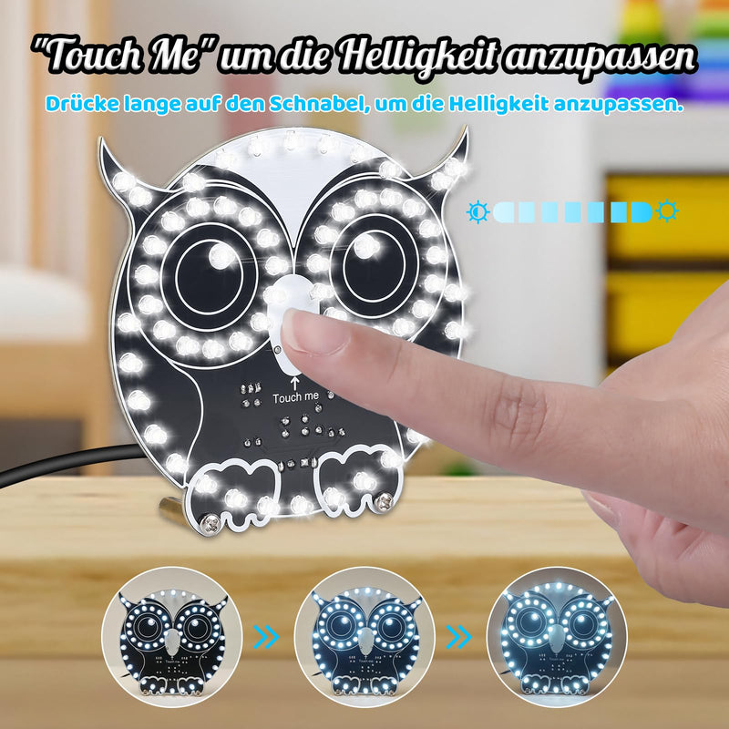 DONGKER Soldering Kit, Owl Shape LED Light Soldering Exercise Kit, DIY Electronic Kits for Beginners, Teaching and Learning Training, DIY Soldering Project LED Lamps Kit with Touch Control, for STEM Fans