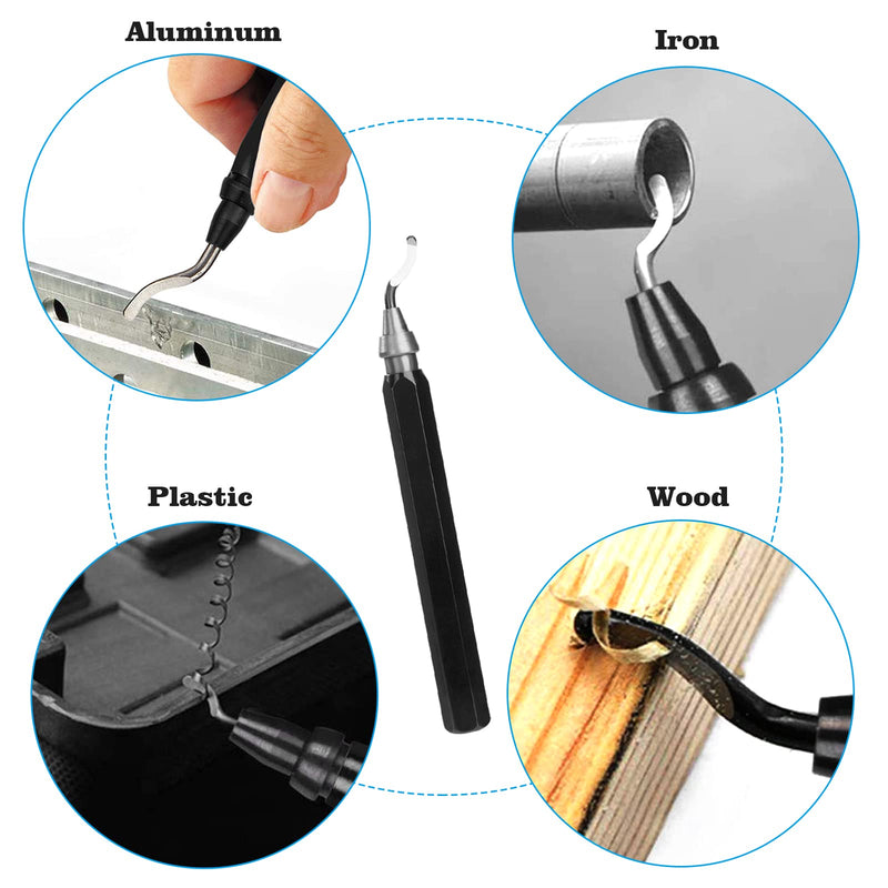 Deburring tool with 10 blades, metal handle, hand deburring tool, 3D printer accessories, deburring for plastic, metal, stainless steel, 11 pieces