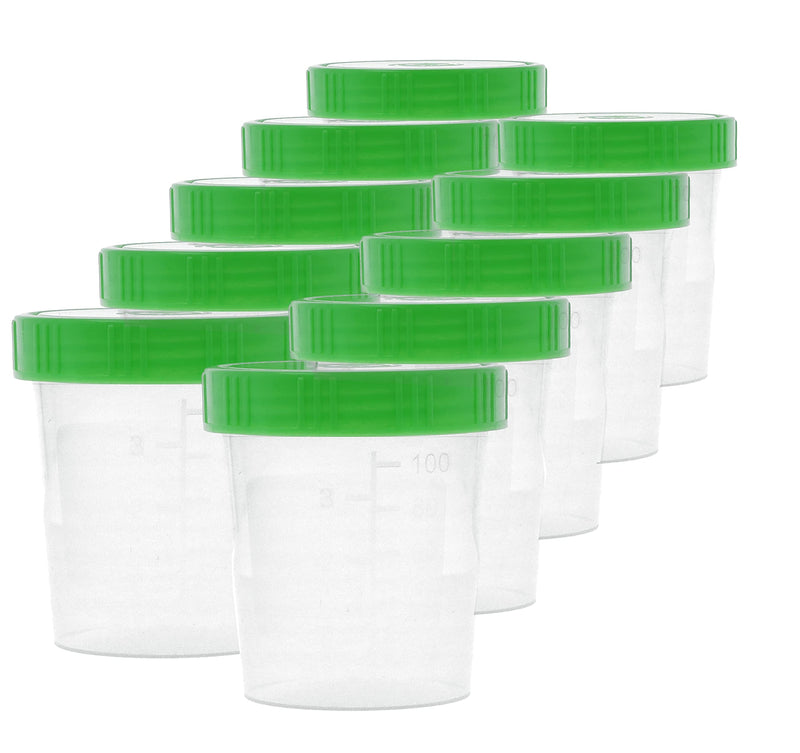 Horn Medical urine cup/sample cup with screw cap, 125ml capacity, measurement table up to 100ml/3oz, can be labeled (10 pieces) 10