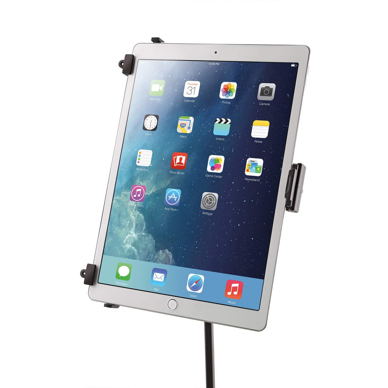 K&M - Konig & Meyer 19790.516.55 - Universal Tablet iPad Holder for Mic Stand - Switch Landscape to Portrait - Professional Grade for all Musicians - Studio or Remote Home Use - German Made - Black Standard Packaging