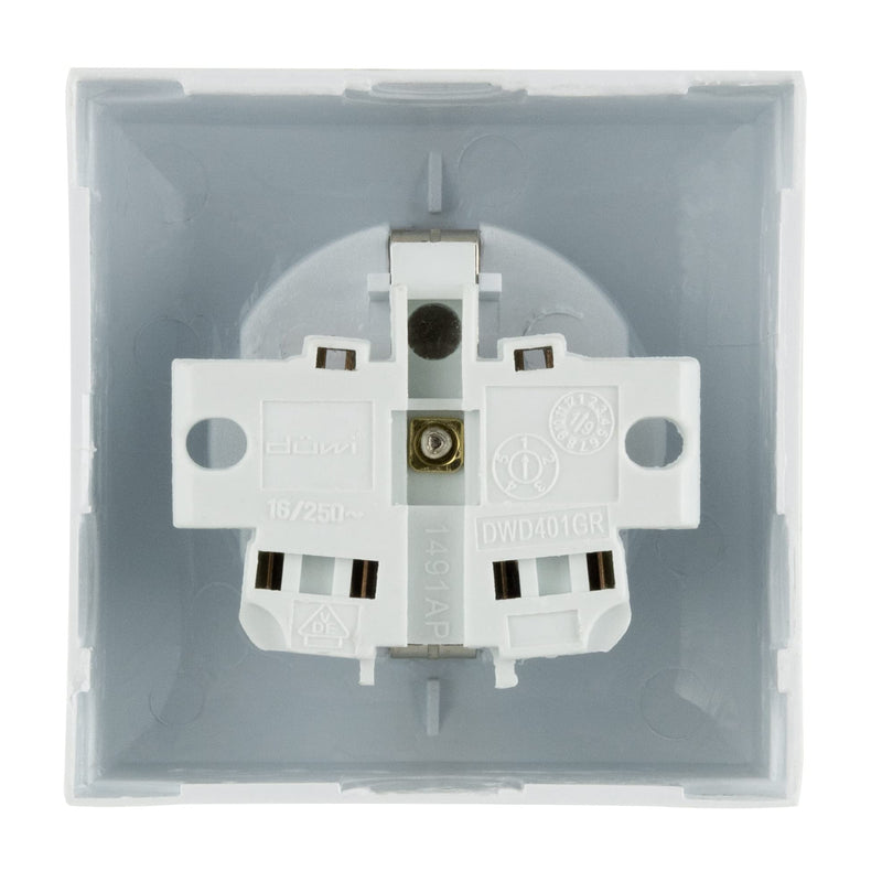 REV 0500142551 PlanoLuxe, surface-mounted socket 1-way. Complete set: frame and insert, white sockets with contact protection, single
