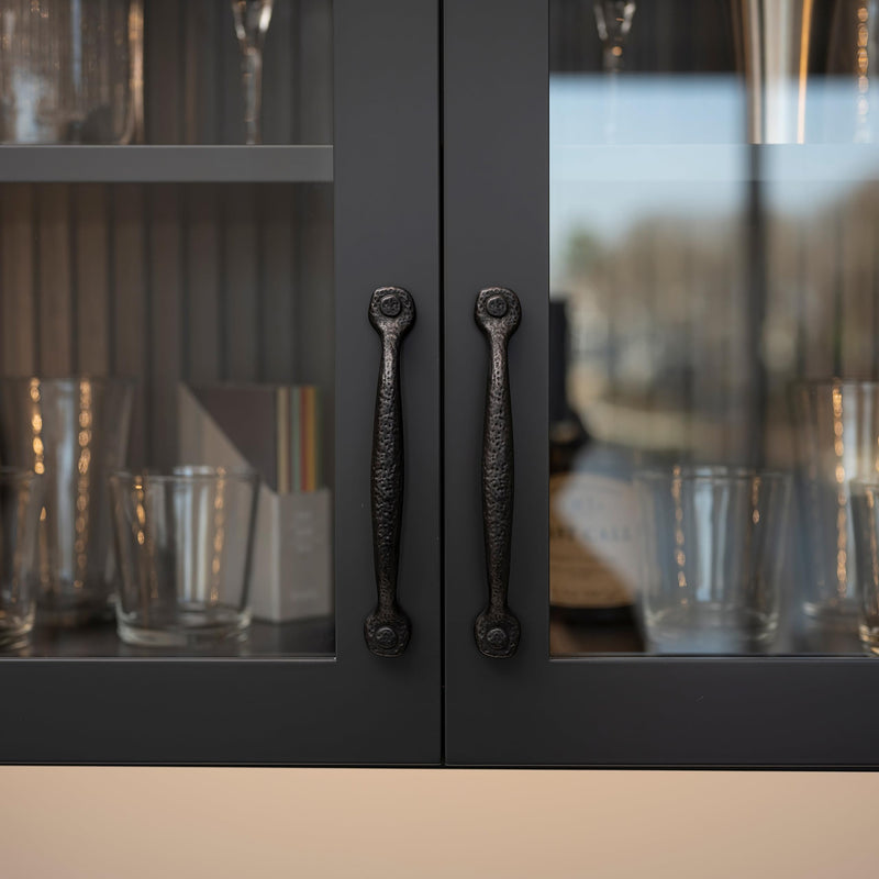 Hickory Hardware 1 Pack Solid Core Kitchen Cabinet Pulls, Luxury Cabinet Handles, Hardware for Doors & Dresser Drawers, 8-13/16 Inch (224mm) Hole Center, Black Iron, Refined Rustic Collection 8-13/16 Inch (224mm) Center to Center