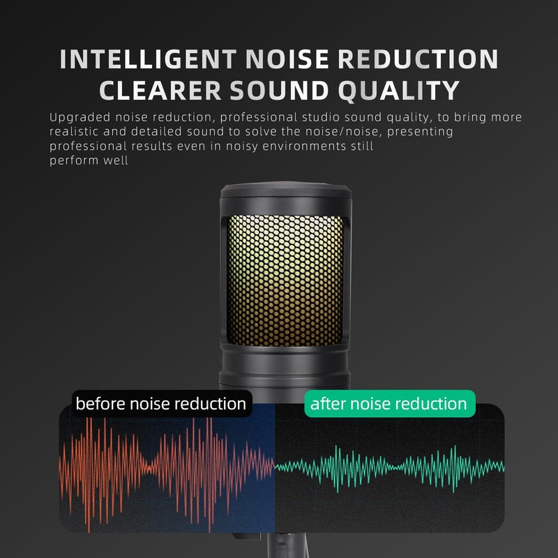 RGB Microphone, USB Live Streaming Capacitor Microphone, Computer Competitive Recording Tape, Lighting