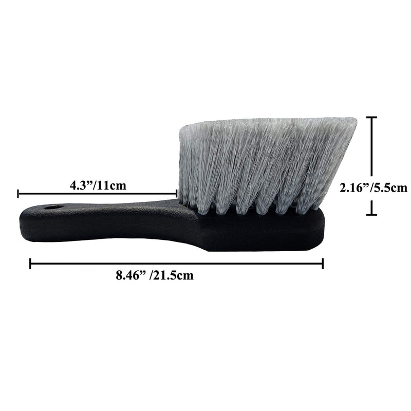 Wheel & Tire Brush for Car Rim, Soft Bristle Car Wash Brush, Cleans Tires & Releases Dirt and Road Grime, Short Handle for Easy Scrubbing Black