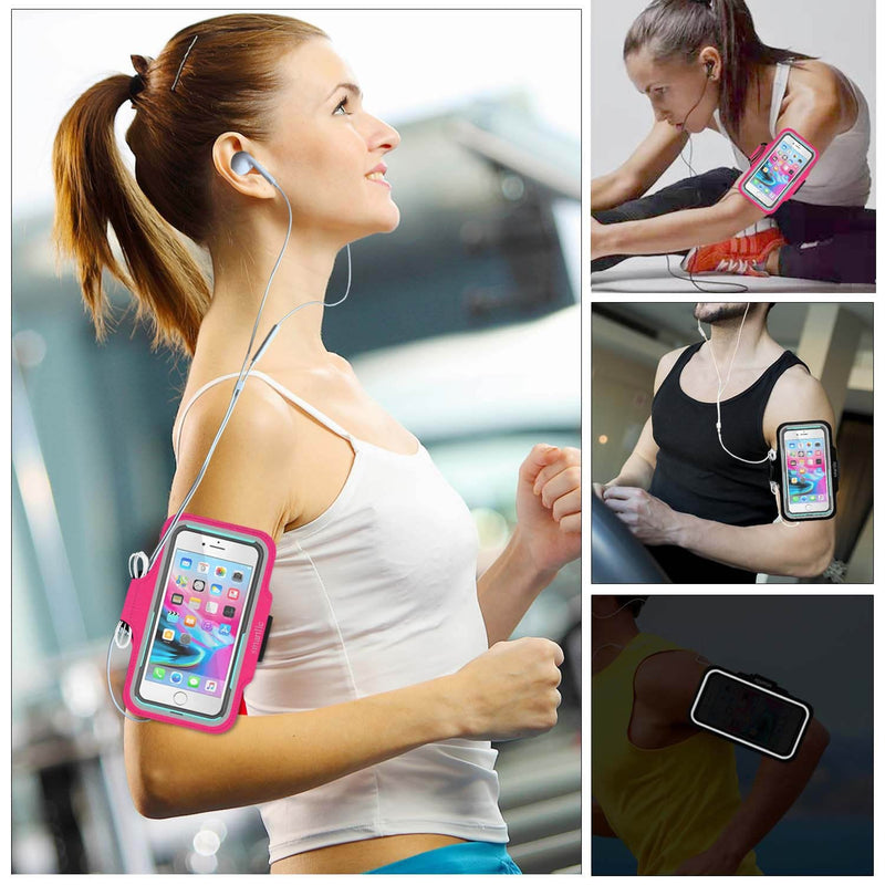 Arm Phone Holder for Running, Armband Cellphone for iPhone 15 14 13 12 11 Pro Max/XR/8 7 6s Plus, for Galaxy A/S/Note Up to 6.9’’, for Exercise Gym Fitness Sports Gear -Pink Pink