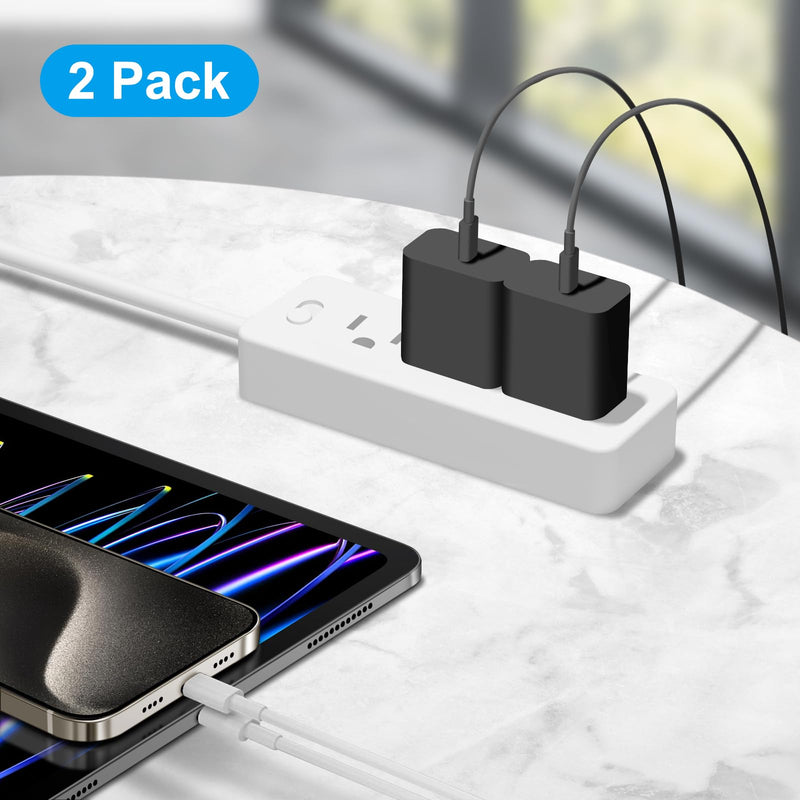 iPhone 16 15 Charger Fast Charging 10Ft - 2 Pack 20W USB C Wall Charger Block and Type C to C Cable Compatible with iPhone 16/16 Pro/16 Pro Max/iPhone 15, iPad Pro, Air 5/4, iPad 10（Black） Black