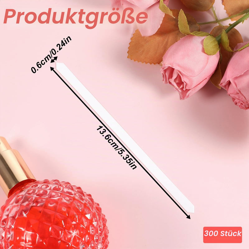 Pack of 300 Disposable Perfume Test Strips Aromatherapy Fragrance Tester Paper Fragrance Strips Perfume Test Strip Tester Strips White Fragrance Tester Paper for Perfume Fragrances Essential Oils Aromatherapy