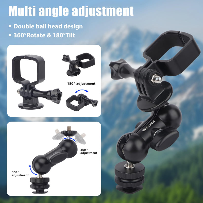 Cold Shoe Mount Expansion Adapter for DJI Osmo Pocket 3,Ajustable 360°Ball Head for DSLR Hot Shoe Mount,Vlogging and Dual Camera Setup