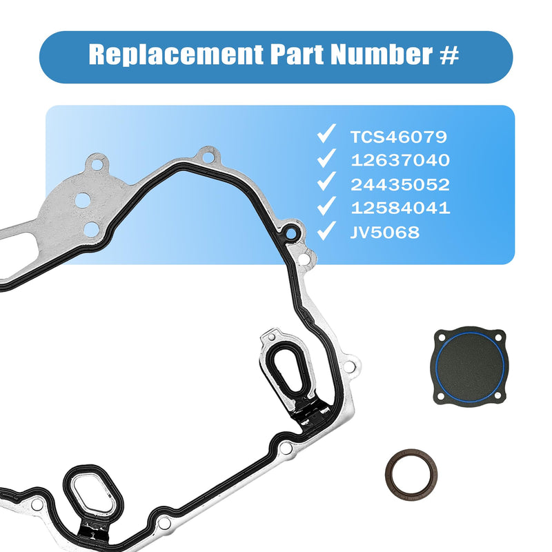 PartsFlow TCS46079 Timing Cover Gasket Set, Timing Chain Gasket for Chevy Cobalt Equinox HHR Malibu for GMC Terrain for Buick Regal LaCrosse 2.0L/2.2L/2.4L Replace# 12637040