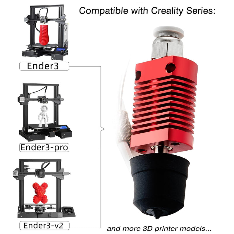 Ender 3 Hotend All-Metal Upgrade: 24V 60W CHC Hotend Ceramic Heating Core Compatible with Ender-3 V2/ 3 Pro/Max/ 5 Pro/Plus/ 6 / CR-10 Hot end Kit Replacment Red set G