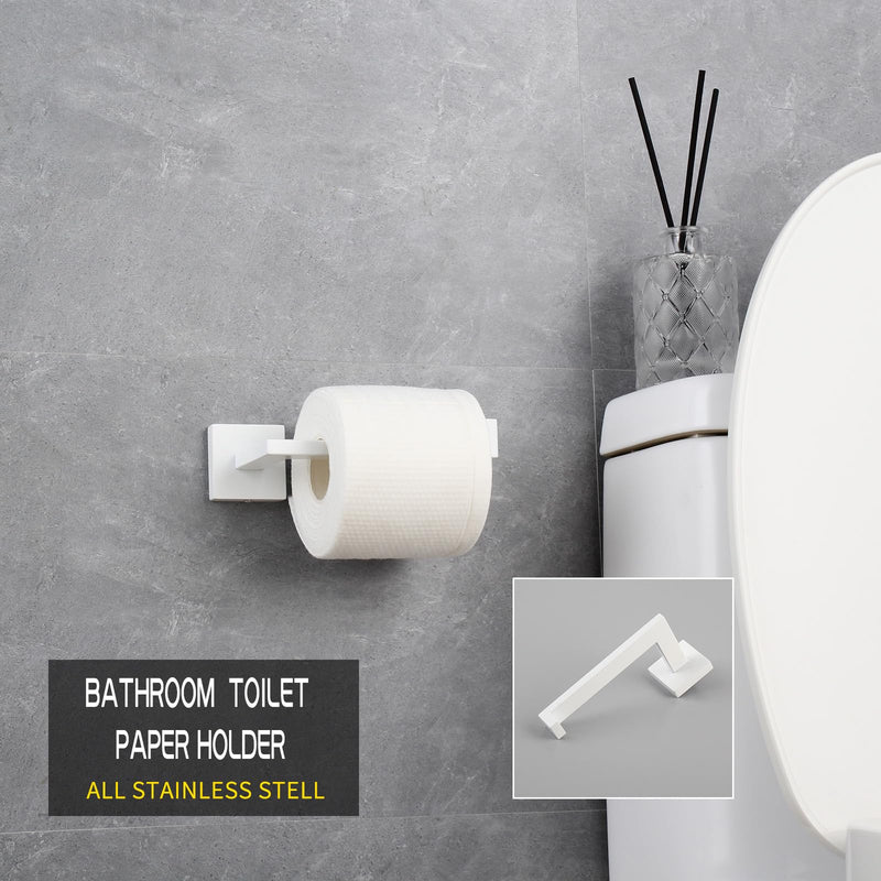 GERZWY Bathroom 3-Pieces Hardware Sets Stainless Steel - Toilet Paper Holder Towel Ring Coat Hook, White