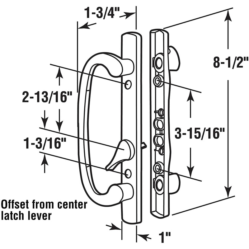 MaxxGeek Sliding Patio Door Handle Set with Mortise Lock, Zinc Diecast, Offset Thumbturn, Fits 1-5/8" to 1-3/4" Door Thick, 3-15/16" Hole Spacing, Non-Handed, White White Diecast w/ Mortise Lock