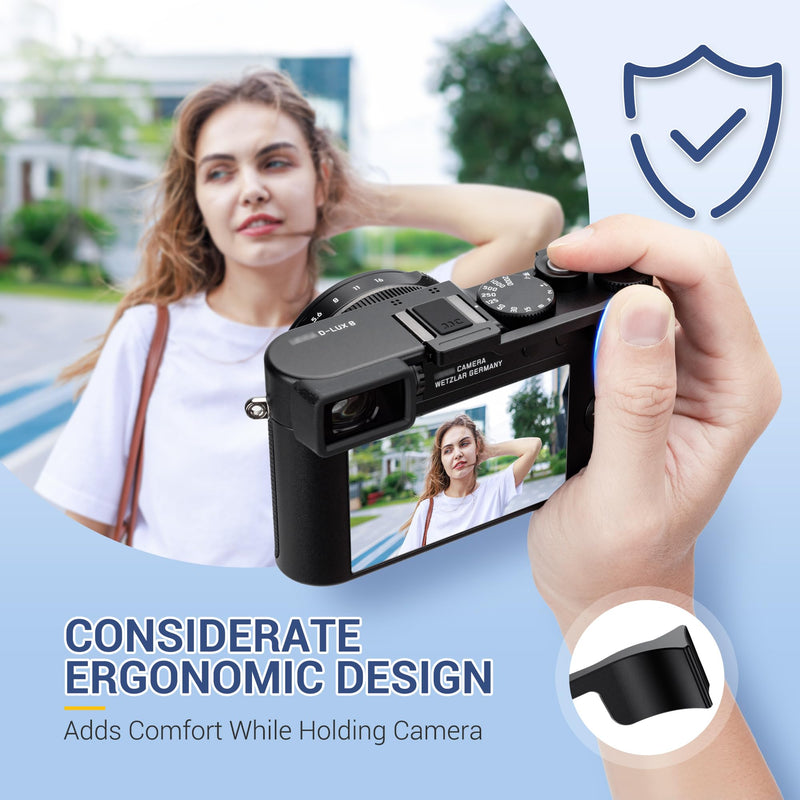 Thumb Up Grip for Leica D-LUX8 DLUX8, Aluminum Alloy Metal Thumb Grip with Hot Shoe Cover Protector Thumb Rest Support Holder, Not Affect The Use of DLUX8 Camera Buttons, D-LUX 8 Camera Accessories
