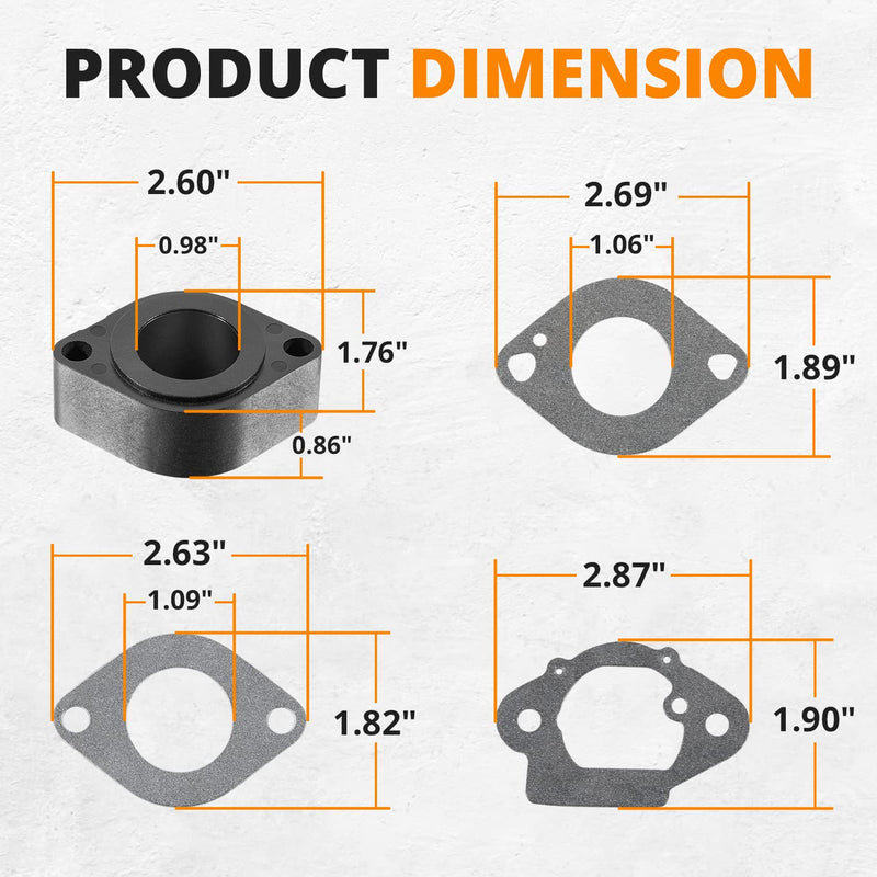 Replace for 694876 Intek Engine Carburetor Spacer Gasket Insulator Compatible with Briggs & Stratton, Fit for Models 201312, 201317, 201332, 201412, 201415