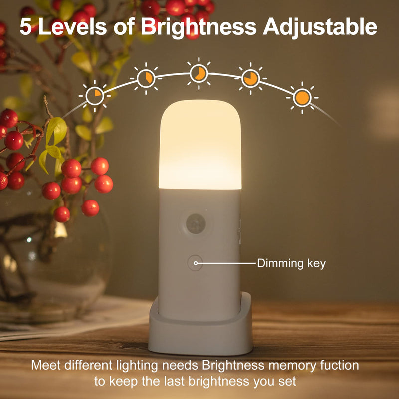 Motion Sensor Night Lights Indoor, Rechargeable Night Light Battery Powered, Portable Nightlight with Adjustable Brightness Activated Table Lamp for Kids, Adults(Cool White, 4Pack) B_Cool White Four Pack