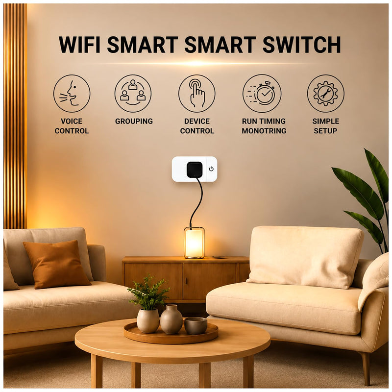4 Pack Smart Home Wi-Fi Plugs - Alexa & Google Home Compatible, White, Toggle Switch, Automatic Operation 4 Pack